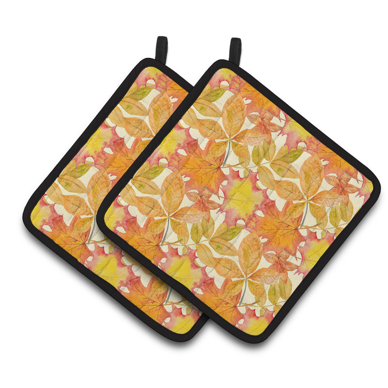 Cuisinier poignée aquarelle en feuilles d’automne pour les trésors de caroline