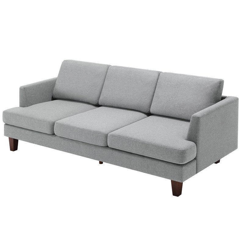 Canapé rembourré à accoudoirs carrés 89 "pour 3 personnes, Gris
