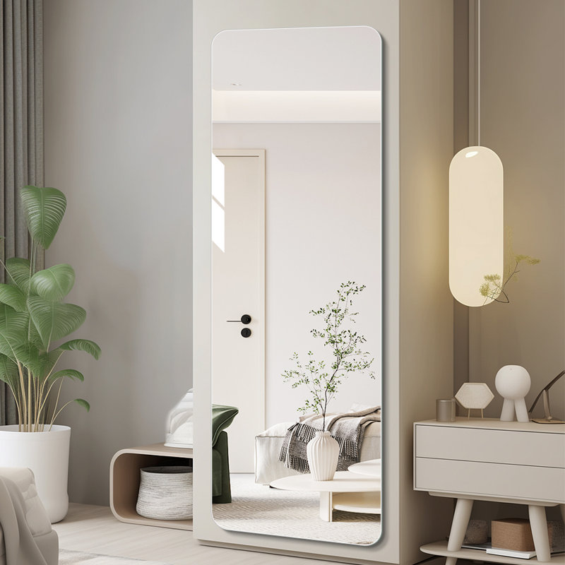 Miroir mural pleine longueur - Miroir moderne incassable, adhésif ou mural sans cadre pour chambre à coucher et entrée