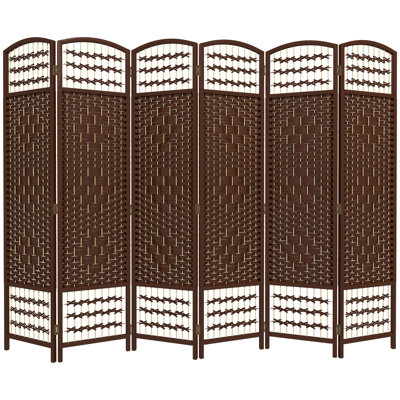Paravent pliable à 6 panneaux, écran de confidentialité portable en fibre ondulée, marron, pour la maison ou le bureau