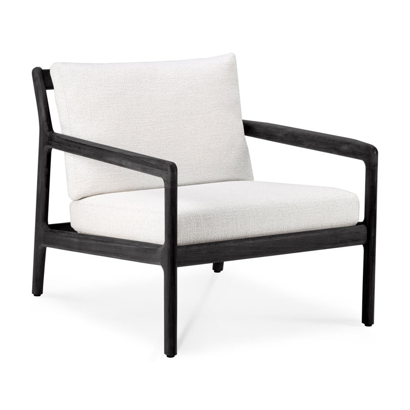 Jack Outdoor Teak Lounge Chair, Teak Black/Off White