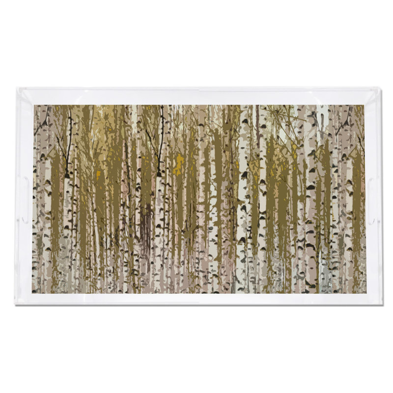 Plateau rectangulaire en bouleau, H 2 po x l 22,5 po x P 14,5 po, Brun
