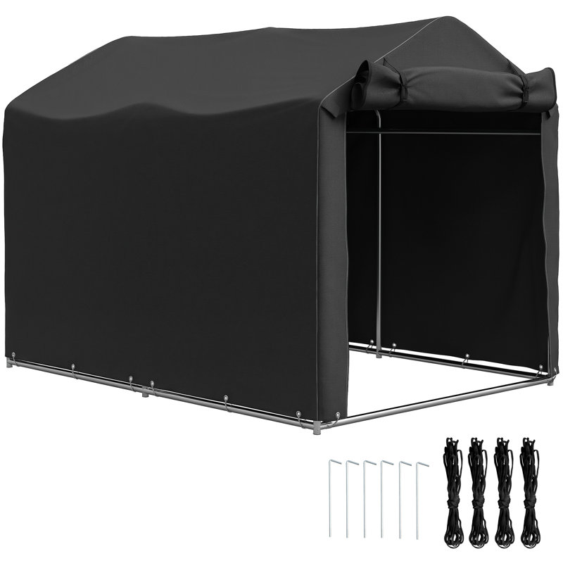 Garden Storage Tent 7 ft. W 5 ft. D Galvanised Metal, PE Fabric Storage Shed, Black