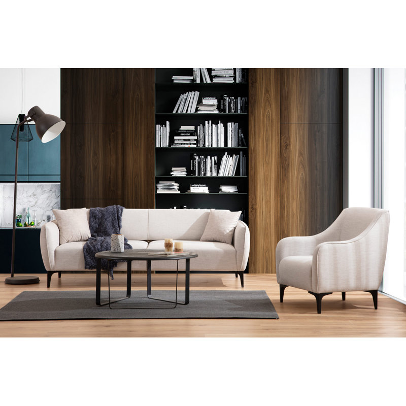 Canapé recouvert, 100% polyester blanc cassé, H 67 cm x l 220 cm x P 95 cm