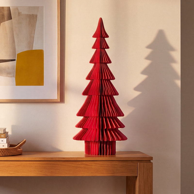 Large Handmade Paper Folding Honeycomb Tree, 18" H x 7" W x 7" D
