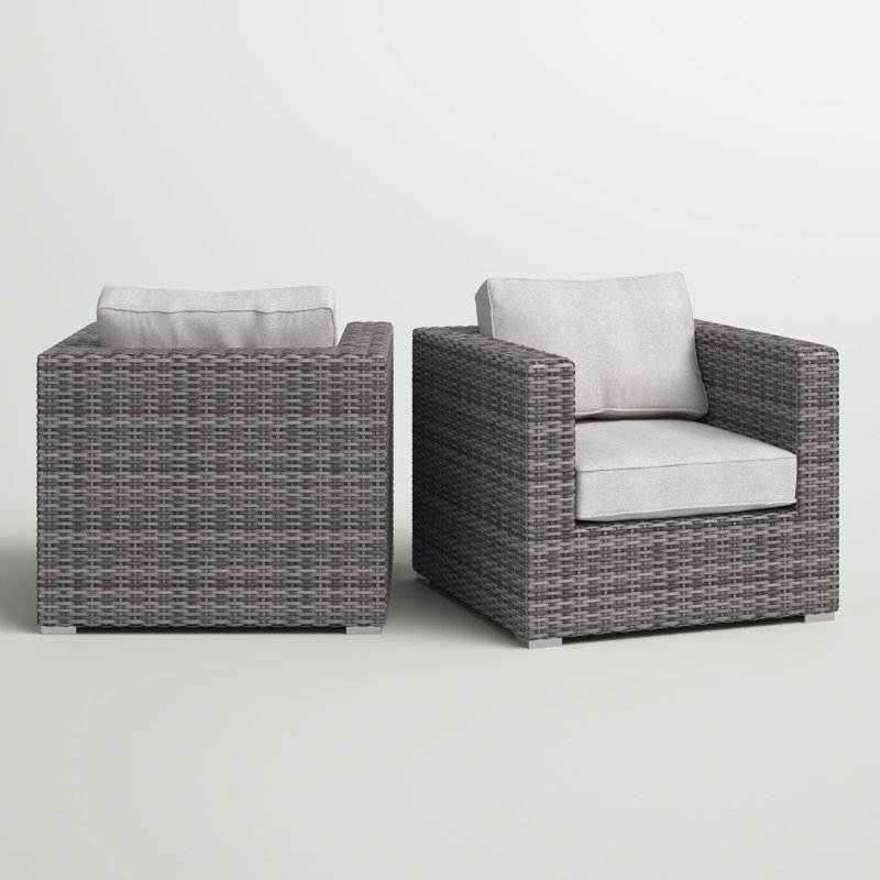 Meltham Fully Assembled Patio Chair with Cushions, Mixed Gray, Olefin Gray