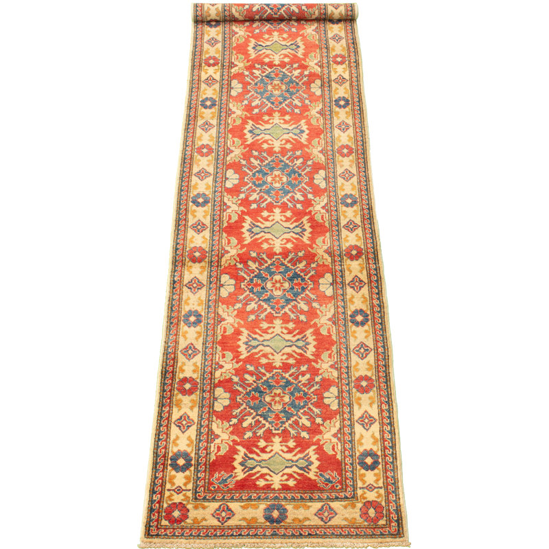 Tapis à main one-of-kind-noué la 2010 rouge/jaune/bleu 2'10 po x 11'5" Gazni
