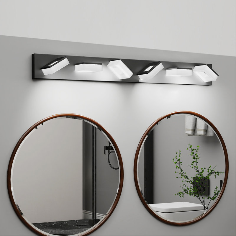 Luminaires de salle de bain DEL modernes (6 lumières, 39 pouces), luminaires muraux de salle de bain modernes en acrylique noir mat sur miroir (blanc froid 6000K)