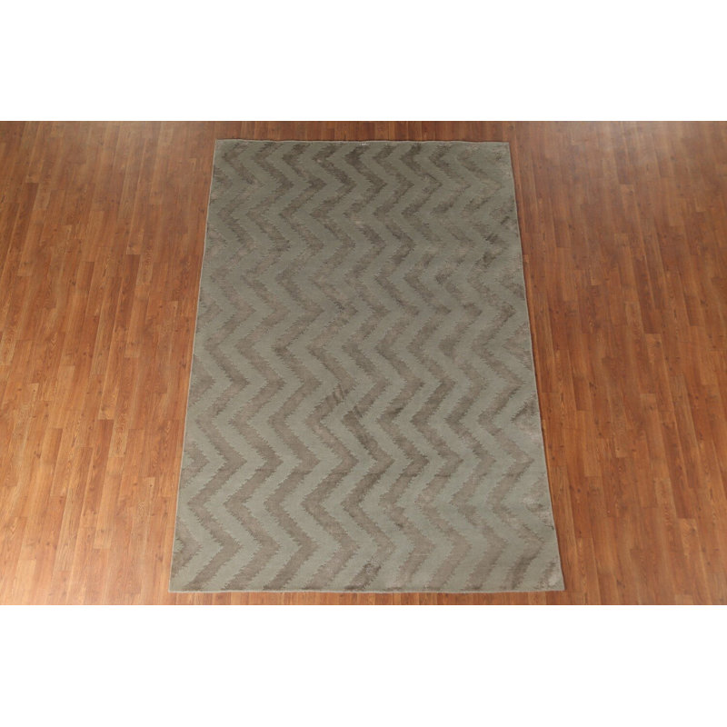 Tapis népalais moderne à chevrons 6 x 9