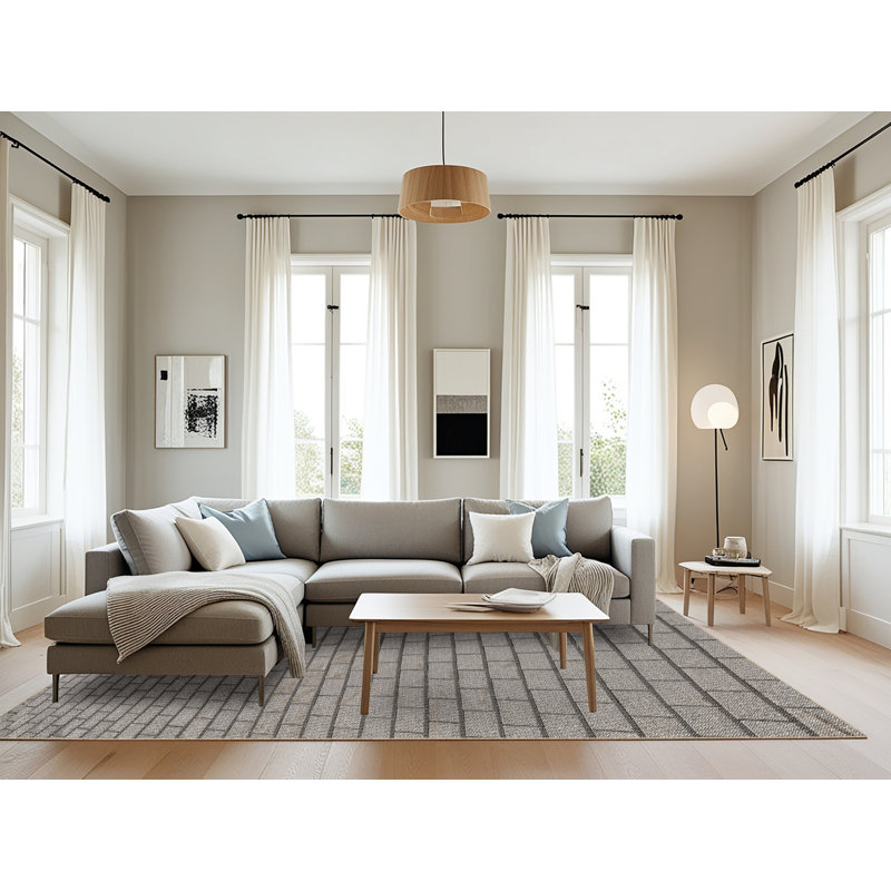 Tapis gris tissé à la machine, Rectangle 8 pi x 10 pi
