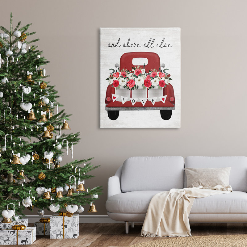 «Love Above All Else Truck» sur toile par impression à lettres et doublée, H 48 po x l 36 po x P 1,5 po