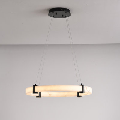 23.6-Inch Round LED Marble Chandeliers