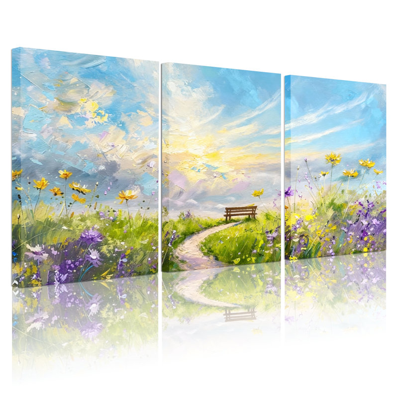 Ensemble de 3 reproductions d'art sur toile, H 18 po x l 36 po