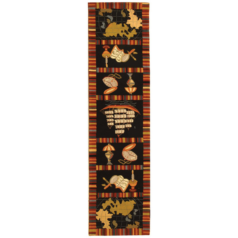 Eldridge Hand Hooked Wool Pile Geometric Rug, Runner 2'6" x 6'