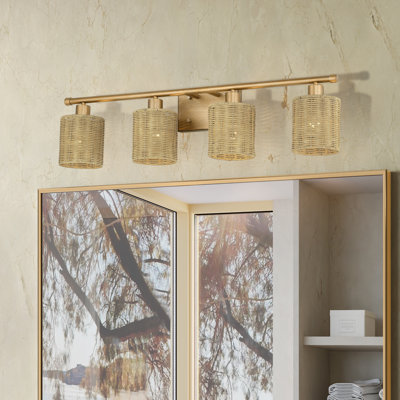 Arsdale 4 Light Antique Gold Leaf Large Vanity Sconce