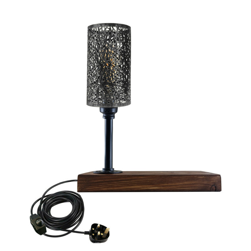 Karley Wood Novelty Lamp, Brushed Silver