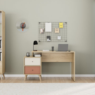 Modern Study Desk with 2 Drawers, 100% Melamine Coated Particle Board | Sturdy Construction, Sleek Design | Perfect for Home Office & Study Spaces, Elegant & Functional Furniture