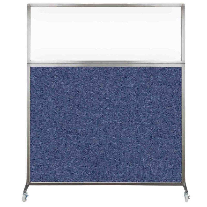 Cloison de bureau Hush - fenêtre transparente, 60", Bleu