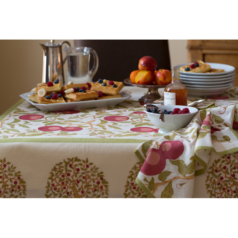 Orange Tree Tablecloth - Red/Green - 71" x 71", 128" Rectangle