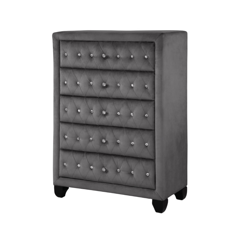 Commode 5 tiroirs l 36 po Rausch, Gris