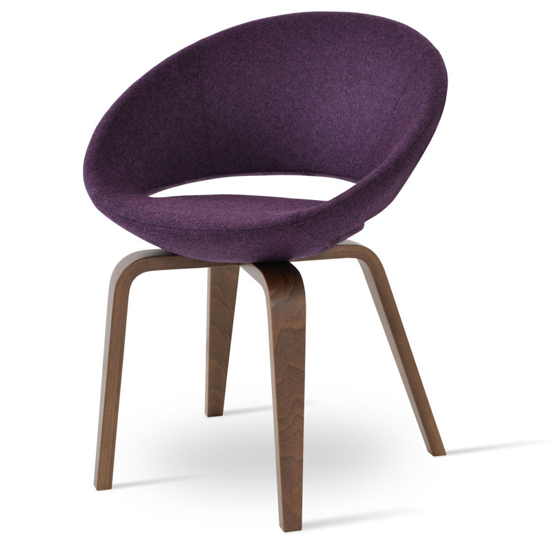 Fauteuil Papasan en laine 23,75 po Crescent, Laine marron profond Camira, Noyer