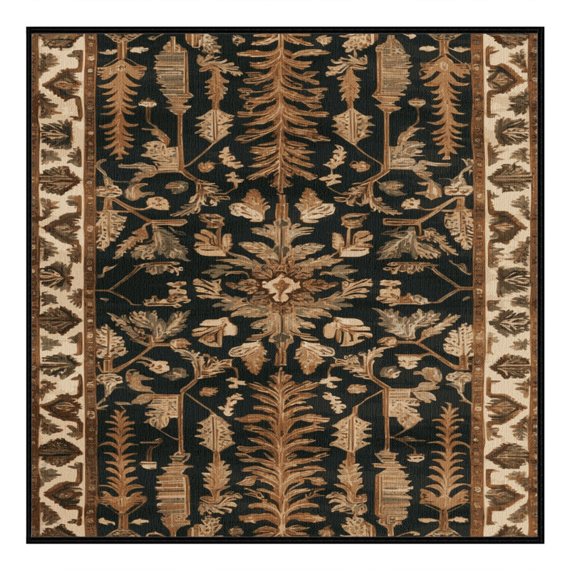 Tapis brun turc lavable à la machine, Carré 5 pi