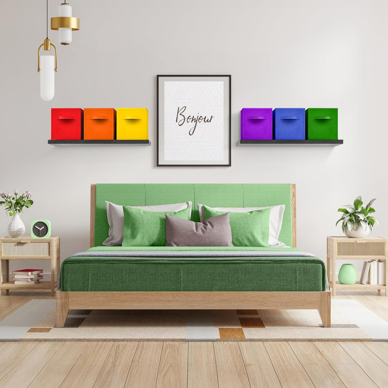 Ensemble de cubes de rangement en tissu, 6, Mauve / Vert / Orange