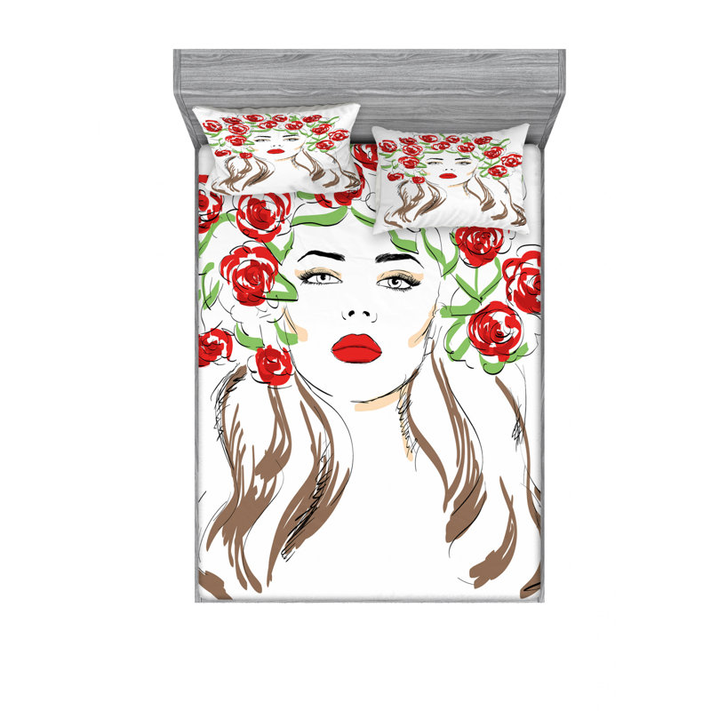 Ensemble de draps ornés de roses à la main, Taie d'oreiller taille double
