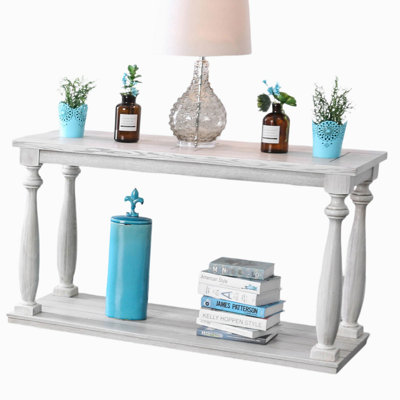Rustic Style Open Bottom Shelf Console Table Living Room Furniture