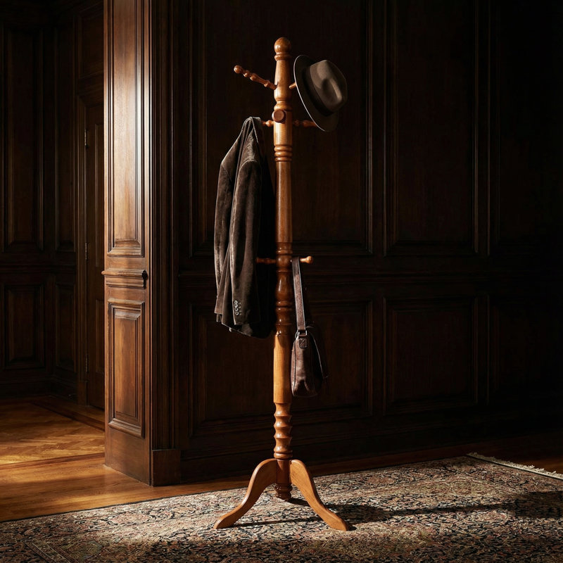 Portemanteau autoportant à 10 crochets Shippee, Chêne