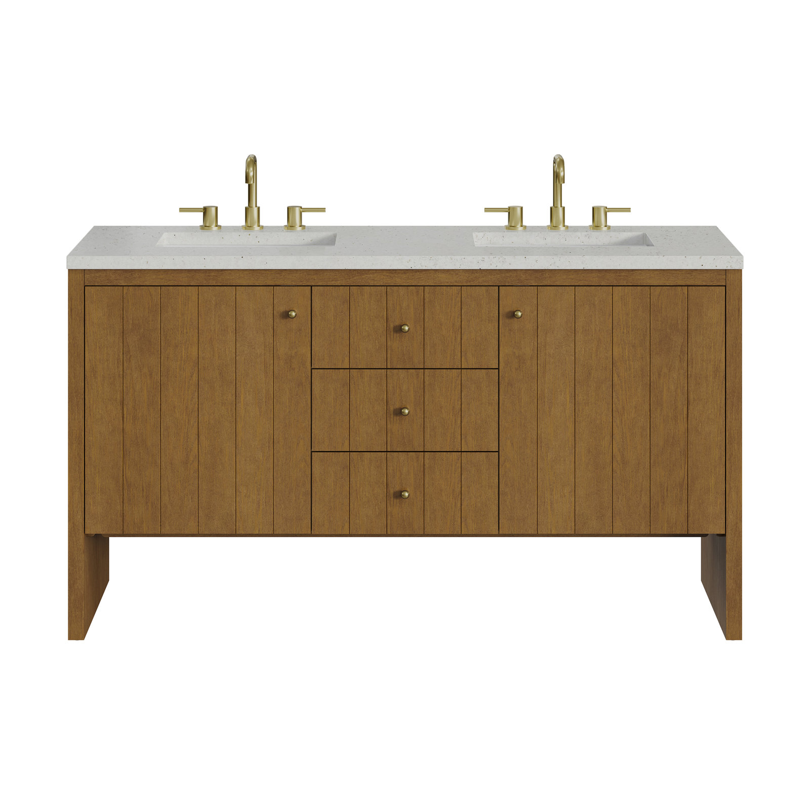 Hudson 60'' Double Bathroom Vanity, Lime Delight, 8" Widespread, Honey Brown