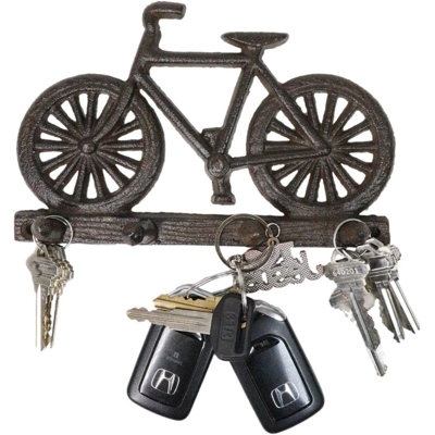 Rustic Cast Iron Hobby Pastime Bicycle Quadruple Multi Peg Wall Coat Hat Hook 8"
