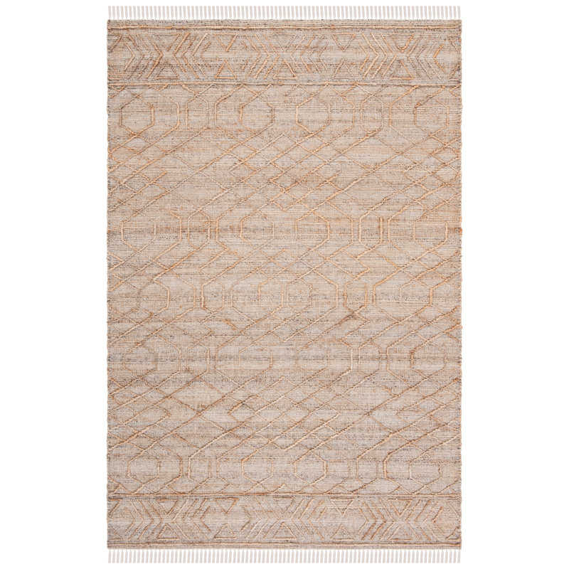 Hrisha Natural Fiber Hand Loomed Jute/Cotton Southwestern Rug in Natural/Beige, Rectangle 3' x 5'