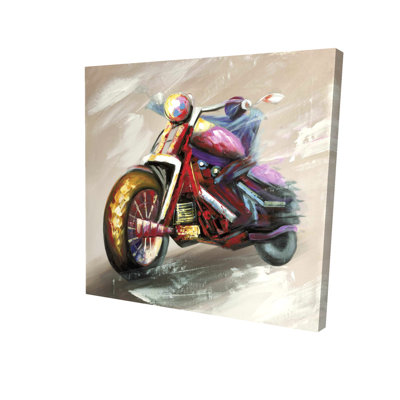 Abstract Motorcycle Canvas | Red Transportation Wall Art