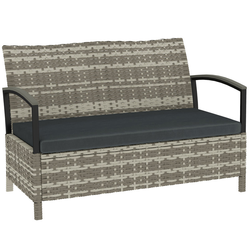 Rattan Storage Bench, Grey
