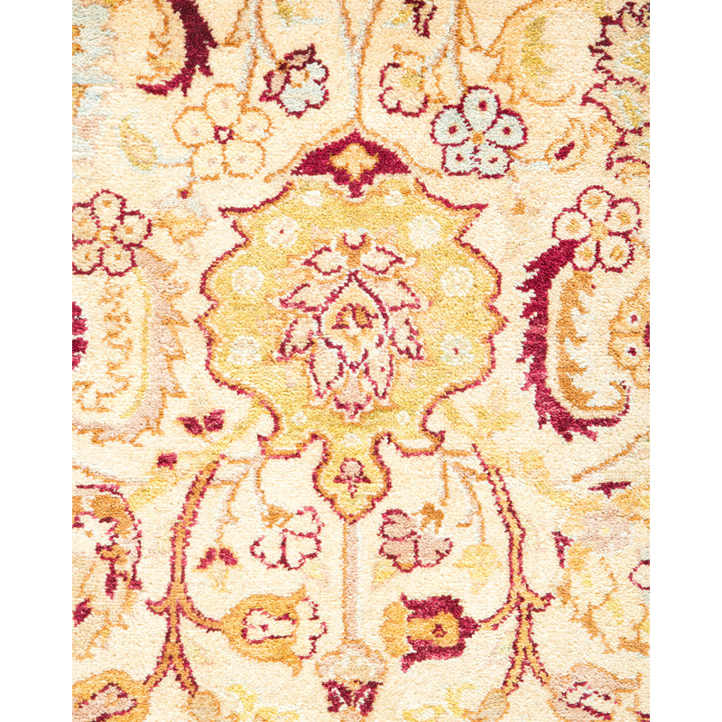 Tapis unique ivoire / beige / brun noué à la main Keller de 6 pi 2 po x 8 pi 10 po Keller