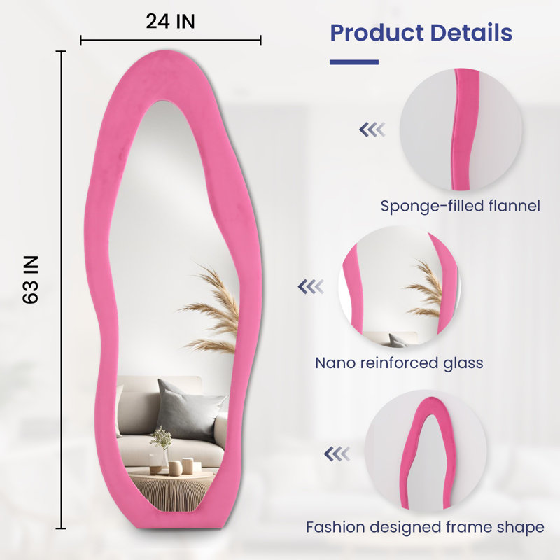 Miroir de plancher Farkhan, Rose millennial, 63 po x 24 po