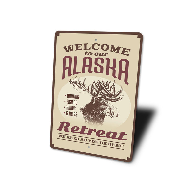 Alaska Retreat Aluminum Sign, 14" H x 10" W x 0.04" D