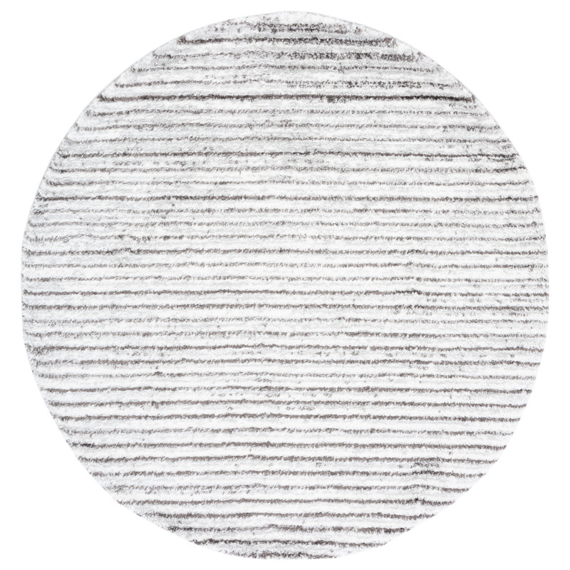 Shawn Striped Gray/Dark Gray Area Rug, Round 7'