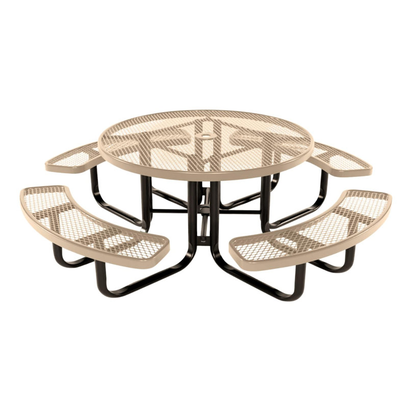 Table de pique-nique ronde de 117 cm (46 po), extensible, beige, pour enfants, 46 In, Round Childrens, Expanded Metal, Tanné