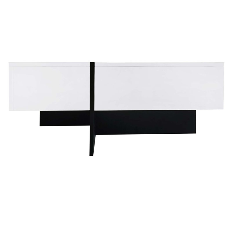 Table basse avec rangement Temel, Noir, Blanc