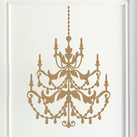 Décalcomanie murale lustre française, H 48 po x l 33 po x P 0,01 po, Brun pâle