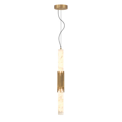 Venna, Pendant , 29", Antique Brass, Alabaster