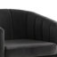 Fauteuil demi-tonneau capitonné gris foncé et doré