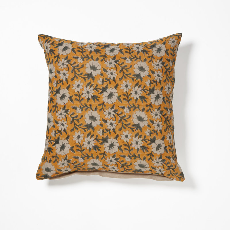 Housse et insert de coussin carré en lin tournesol