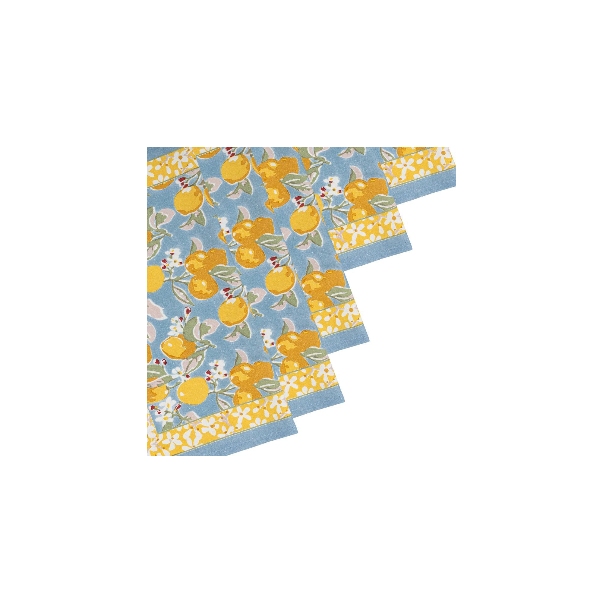 Citron Linen Floral Square Napkin, Blue/Yellow