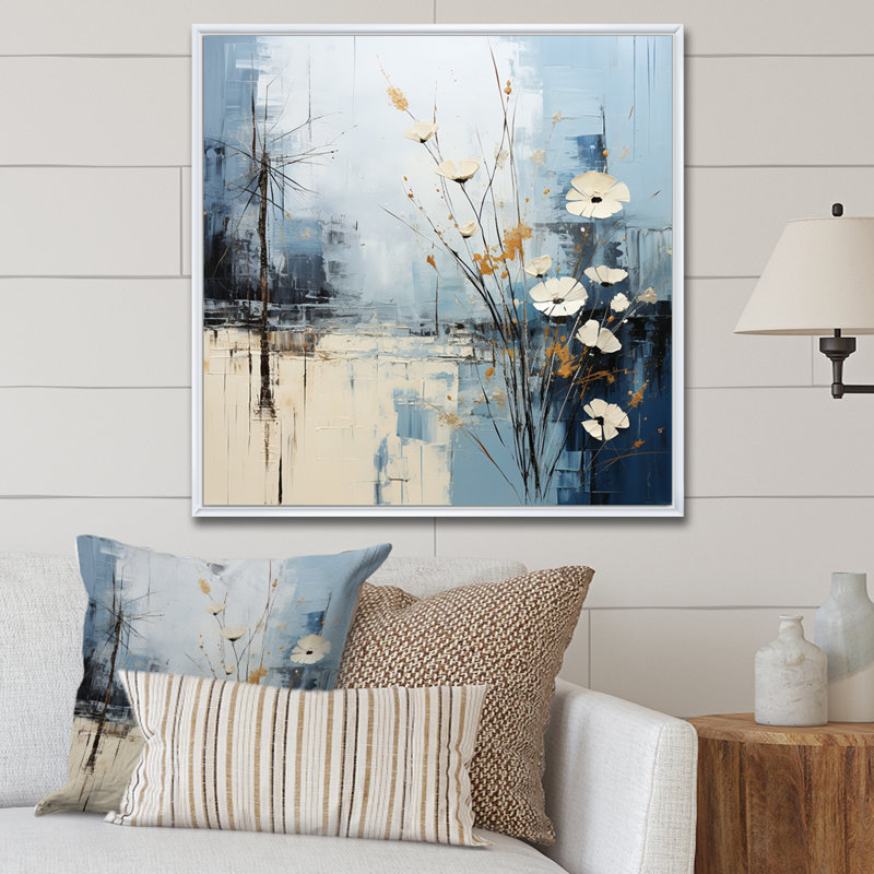 Impression sur toile Minimalisme, Cadre flottant blanc, H 36 po x l 36 po x P 1,5 po