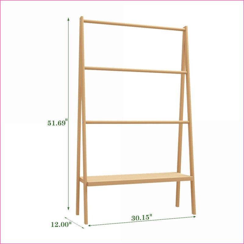 Porte-serviettes, porte-serviettes sur pied en bambou avec tablette de rangement | Bambou | Salle de bain