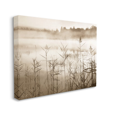 «Sepia Foggy Lake View on Canvas» par Irene Weisz, reproduction