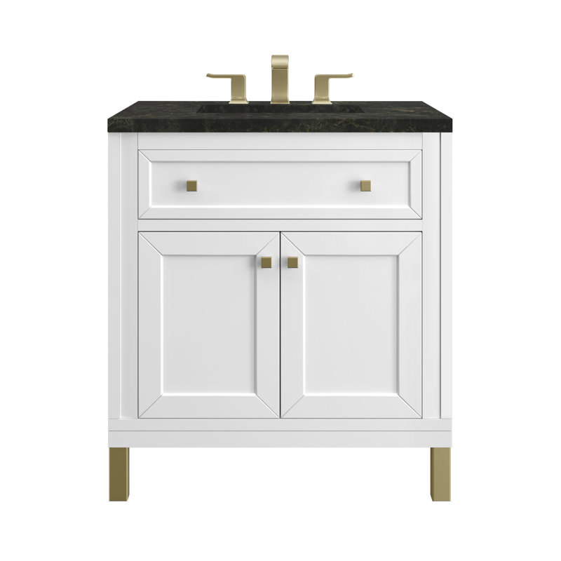 Chicago 30'' W Single Vanity, Glossy White, Phantome Eclos, 8" Widespread
